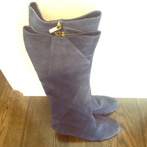 Adrianna Papell Blue Suede Wedge Boots
